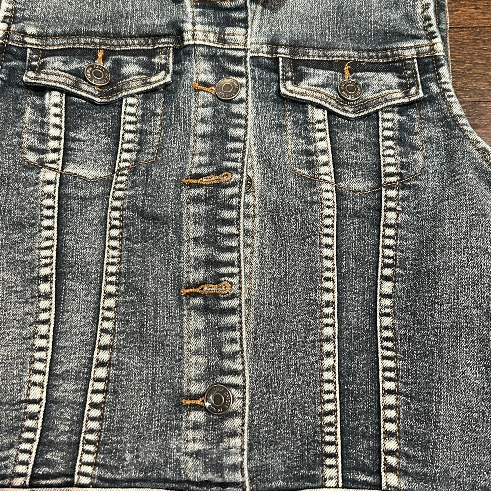 Malibu Sugar Girls Denim Sleeveless Vest with Emoji Design Size 8T